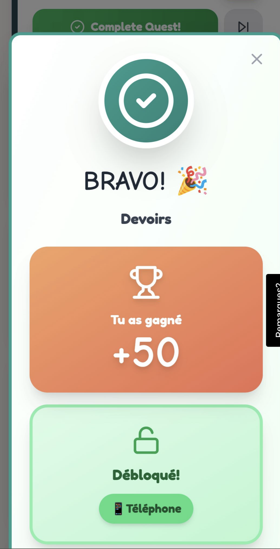 Élément Débloqué